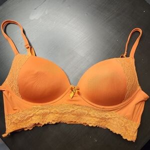 Daisy Fuentes Womens Push Up Bra Orange Underwire Padded Lace Normal 36B